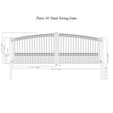 Aleko Steel Dual Swing Driveway Gate - PARIS Style - 18 x 6 Feet