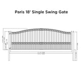 Aleko Steel Single Swing Driveway Gate - PARIS Style - 18 x 6 Feet