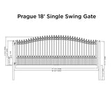 Aleko Steel Single Swing Driveway Gate - PRAGUE Style - 18 x 6 Feet