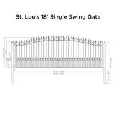 Aleko Steel Single Swing Driveway Gate - ST.LOUIS Style - 18 x 6 Feet