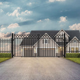 Aleko Steel Dual Swing Driveway Gate - STOCKHOLM Style - 18 x 6 Feet