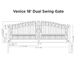 Aleko Steel Dual Swing Driveway Gate - VENICE Style - 18 x 6 Feet