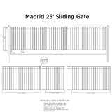 Aleko Single Slide Steel Driveway Gate - MADRID Style - 12 x 6 Feet