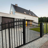 Aleko Steel Dual Swing Driveway Gate with Built-In Pedestrian Door - VIENNA Style - 12 x 7 Feet