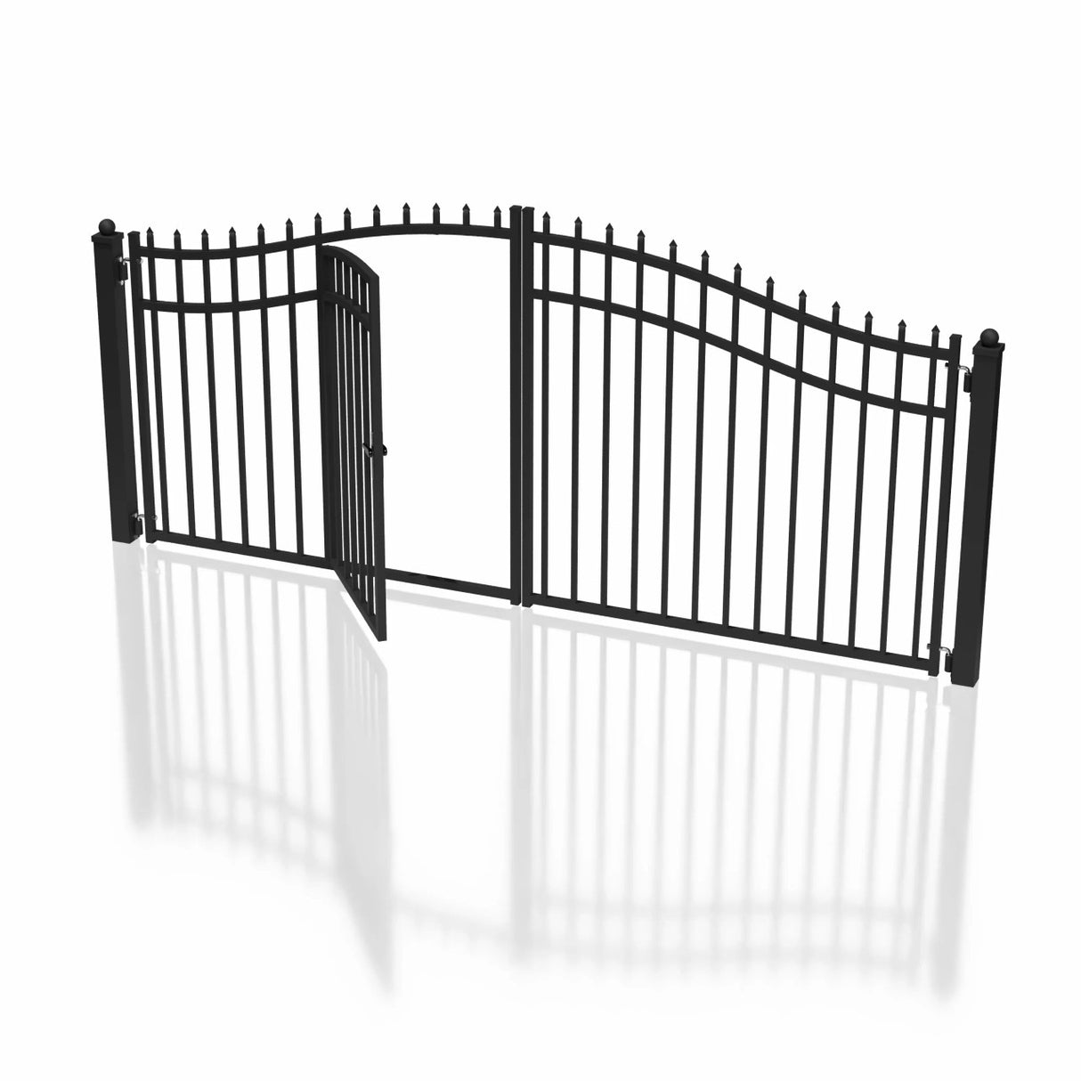 Aleko Steel Dual Swing Driveway Gate with Built-In Pedestrian Door - VIENNA Style - 14 x 7 Feet