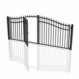 Aleko Steel Dual Swing Driveway Gate with Built-In Pedestrian Door - VIENNA Style - 14 x 7 Feet