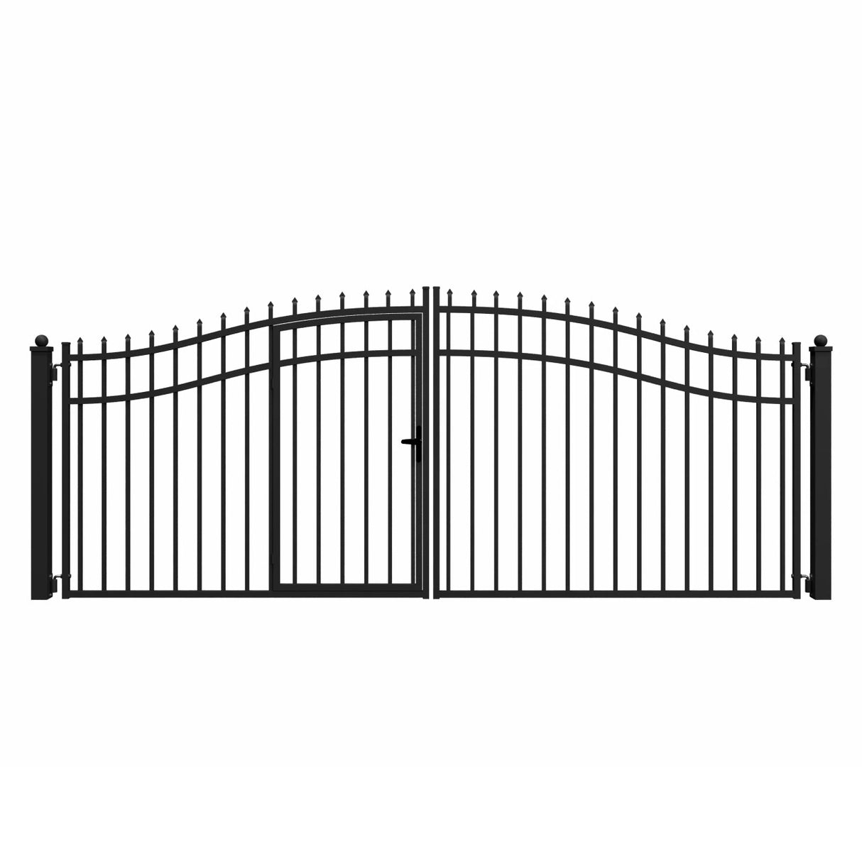 Aleko Steel Dual Swing Driveway Gate with Built-In Pedestrian Door - VIENNA Style - 16 x 7 Feet