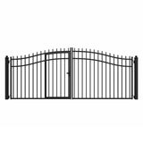 Aleko Steel Dual Swing Driveway Gate with Built-In Pedestrian Door - VIENNA Style - 16 x 7 Feet
