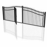 Aleko Steel Dual Swing Driveway Gate with Built-In Pedestrian Door - VIENNA Style - 16 x 7 Feet