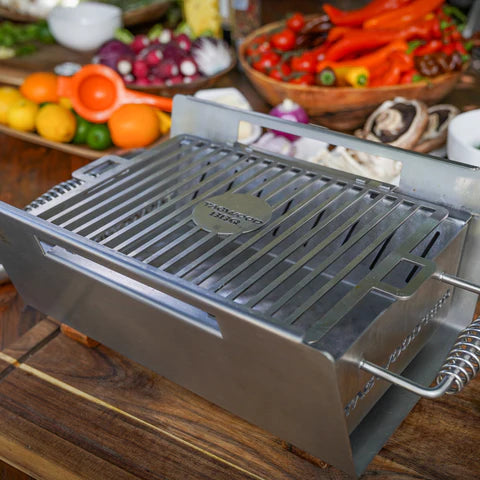 Tagwood BBQ Table Top Warming Brazier | Stainless steel and Acacia wood | BBQ07SS--
