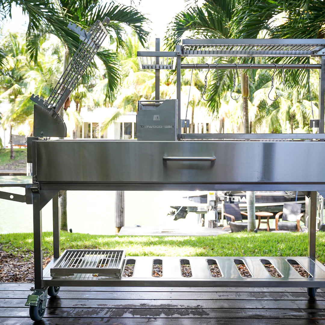 Santa Maria Style Grill enhanced with a 360° rotating Clamp Grill Tagwood BBQ06SS 5 Cooking Zones with a Firebox | PRE-ORDER