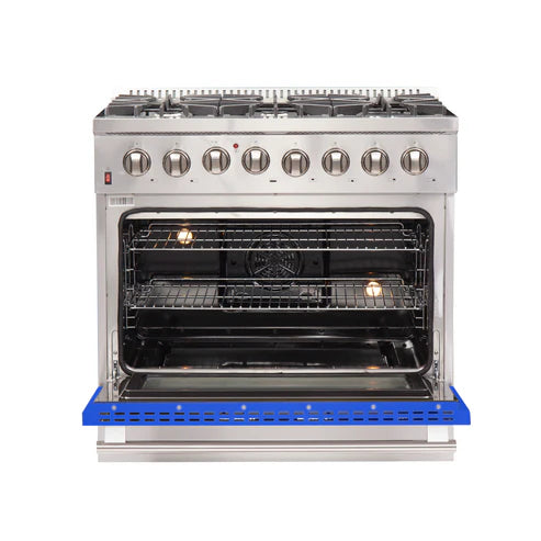 FORNO Galiano 36" 5.36 cu. ft. Dual Fuel Range with 6 Italian Burners in Blue, FFSGS6156-36BLU
