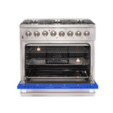 FORNO Galiano 36" 5.36 cu. ft. Dual Fuel Range with 6 Italian Burners in Blue, FFSGS6156-36BLU