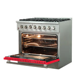 FORNO Galiano 36" 5.36 cu. ft. Dual Fuel Range with 6 Italian Burners in Red, FFSGS6156-36RED