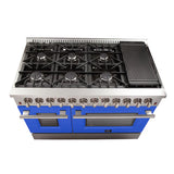 FORNO Galiano 48" 6.58 cu. ft. Dual Fuel Range with 8 Italian Burners in Blue, FFSGS6156-48BLU