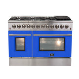 FORNO Galiano 48" 6.58 cu. ft. Dual Fuel Range with 8 Italian Burners in Blue, FFSGS6156-48BLU