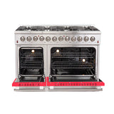 FORNO Galiano 48" 6.58 cu. ft. Dual Fuel Range with 8 Italian Burners in Red, FFSGS6156-48RED