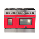 FORNO Galiano 48" 6.58 cu. ft. Dual Fuel Range with 8 Italian Burners in Red, FFSGS6156-48RED