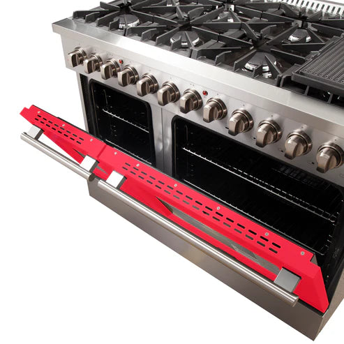 FORNO Galiano 48" 6.58 cu. ft. Dual Fuel Range with 8 Italian Burners in Red, FFSGS6156-48RED