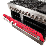 FORNO Galiano 48" 6.58 cu. ft. Dual Fuel Range with 8 Italian Burners in Red, FFSGS6156-48RED