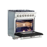 FORNO Capriasca 30" 4.32 cu. ft. Dual Fuel Range with 5 Italian Burners in Black, FFSGS6187-30BLK