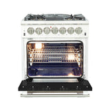 FORNO Capriasca 30" 4.32 cu. ft. Dual Fuel Range with 5 Italian Burners in Black, FFSGS6187-30BLK
