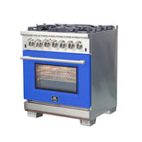 FORNO Capriasca 30" 4.32 cu. ft. Dual Fuel Range with 5 Italian Burners in Blue, FFSGS6187-30BLU