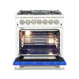 FORNO Capriasca 30" 4.32 cu. ft. Dual Fuel Range with 5 Italian Burners in Blue, FFSGS6187-30BLU