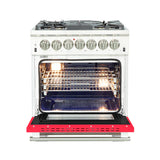 FORNO Capriasca 30" 4.32 cu. ft. Dual Fuel Range with 5 Italian Burners in Red, FFSGS6187-30RED