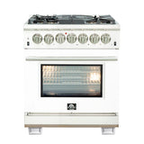 FORNO Capriasca 30" 4.32 cu. ft. Dual Fuel Range with 5 Italian Burners in White, FFSGS6187-30WHT
