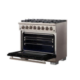 FORNO Capriasca 36" 5.36 cu. ft. Dual Fuel Range with 6 Italian Burners in Black, FFSGS6187-36BLK