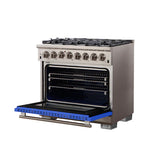 FORNO Capriasca 36" 5.36 cu. ft. Dual Fuel Range with 6 Italian Burners in Blue, FFSGS6187-36BLU