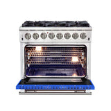 FORNO Capriasca 36" 5.36 cu. ft. Dual Fuel Range with 6 Italian Burners in Blue, FFSGS6187-36BLU
