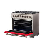 FORNO Capriasca 36" 5.36 cu. ft. Dual Fuel Range with 6 Italian Burners in Red, FFSGS6187-36RED
