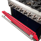FORNO Capriasca 36" 5.36 cu. ft. Dual Fuel Range with 6 Italian Burners in Red, FFSGS6187-36RED