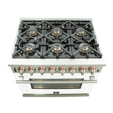 FORNO Capriasca 36" 5.36 cu. ft. Dual Fuel Range with 6 Italian Burners in White, FFSGS6187-36WHT