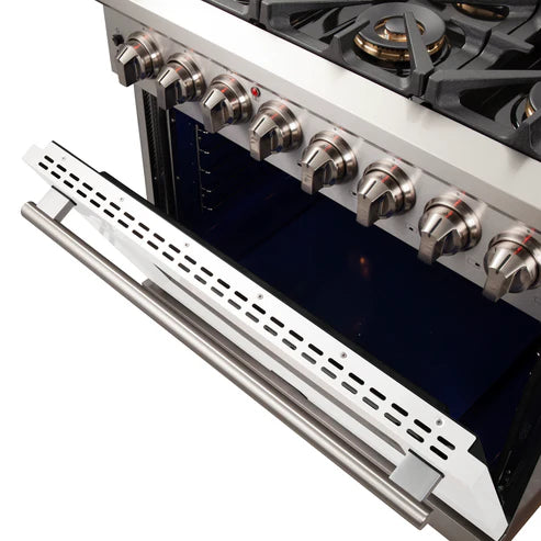FORNO Capriasca 36" 5.36 cu. ft. Dual Fuel Range with 6 Italian Burners in White, FFSGS6187-36WHT