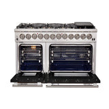 FORNO Capriasca 48" 6.58 cu. ft. Dual Fuel Range with 8 Italian Burners in Black, FFSGS6187-48BLK