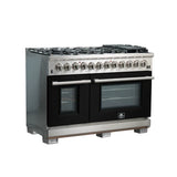 FORNO Capriasca 48" 6.58 cu. ft. Dual Fuel Range with 8 Italian Burners in Black, FFSGS6187-48BLK