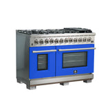 FORNO Capriasca 48" 6.58 cu. ft. Dual Fuel Range with 8 Italian Burners in Blue, FFSGS6187-48BLU
