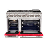 FORNO Capriasca 48" 6.58 cu. ft. Dual Fuel Range with 8 Italian Burners in Red, FFSGS6187-48RED