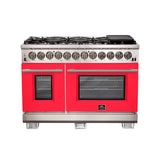 FORNO Capriasca 48" 6.58 cu. ft. Dual Fuel Range with 8 Italian Burners in Red, FFSGS6187-48RED