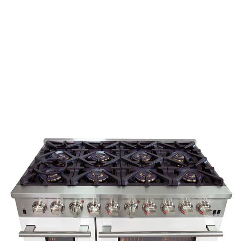 FORNO Capriasca 48" 6.58 cu. ft. Dual Fuel Range with 8 Italian Burners in White, FFSGS6187-48WHT