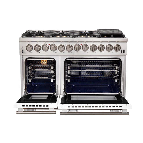 FORNO Capriasca 48" 6.58 cu. ft. Dual Fuel Range with 8 Italian Burners in White, FFSGS6187-48WHT