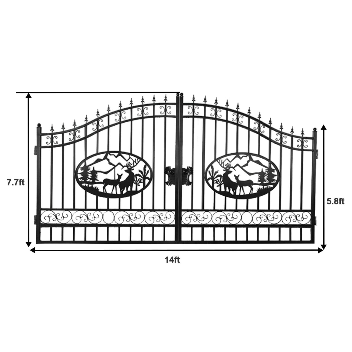 Greatbear Dual Swing Wrought Iron Gate for Driveway