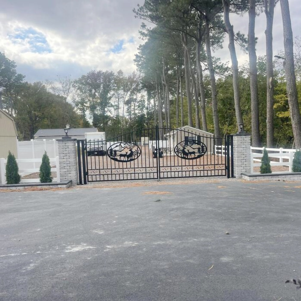 Greatbear Dual Swing Wrought Iron Gate for Driveway