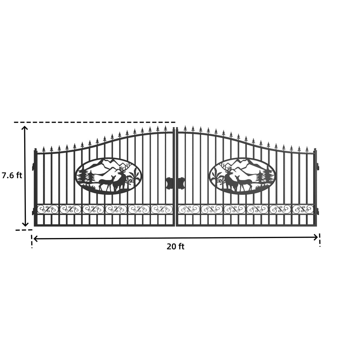 Greatbear Dual Swing Wrought Iron Gate for Driveway
