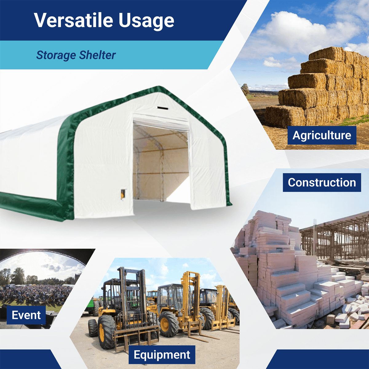 Double Truss Storage Shelter W20'xL40'xH16'
