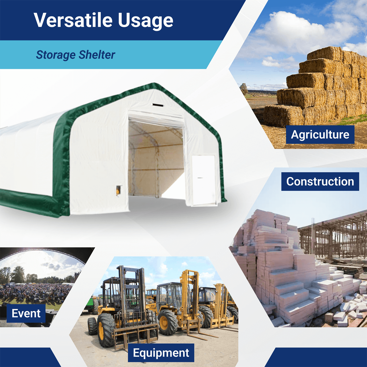 Double Truss Storage Shelter W30'xL60'xH20'