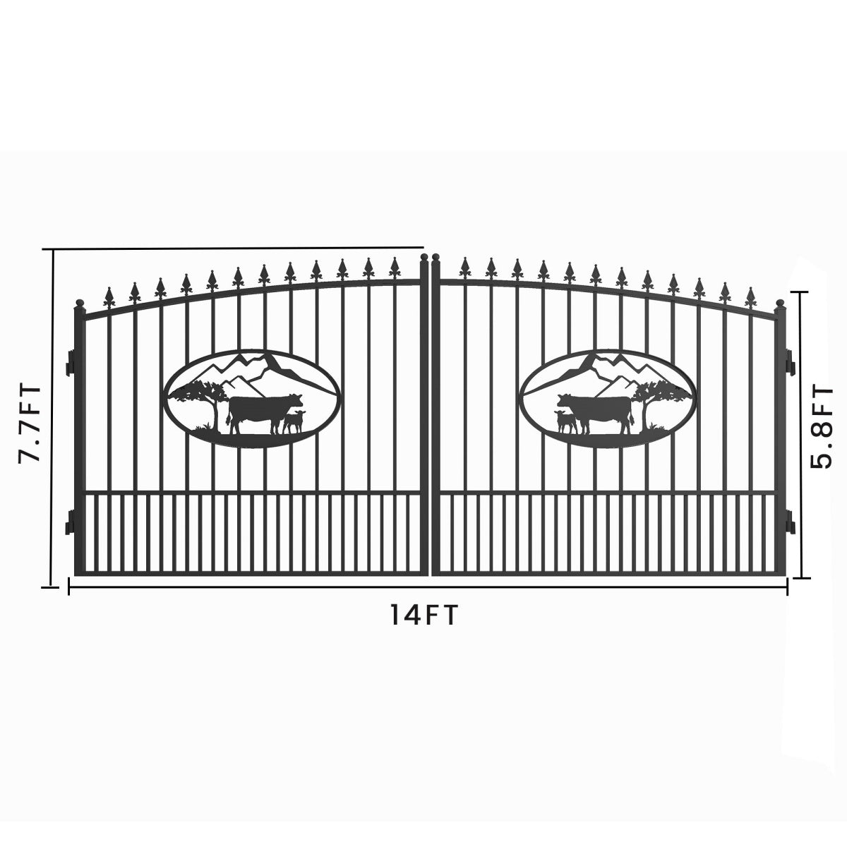 Greatbear Dual Swing Wrought Iron Gate for Driveway